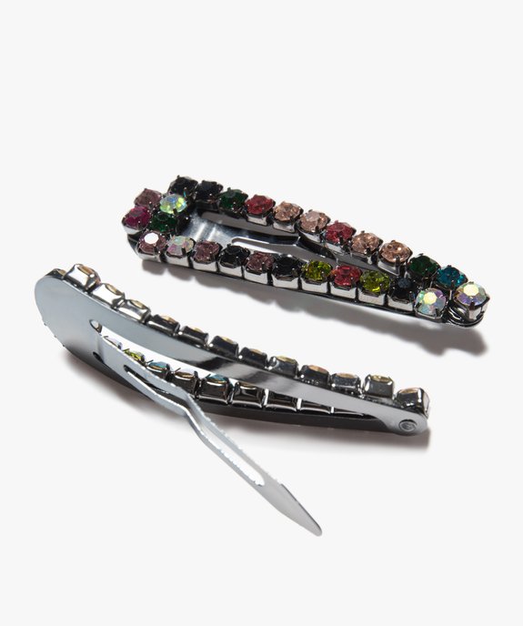 Barrettes femme forme clic-clac avec strass (lot de 2) vue2 - GEMO (ACCESS) - GEMO