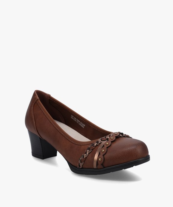 Escarpins femme à talon carré et brides fantaisie vue2 - GEMO(URBAIN) - GEMO