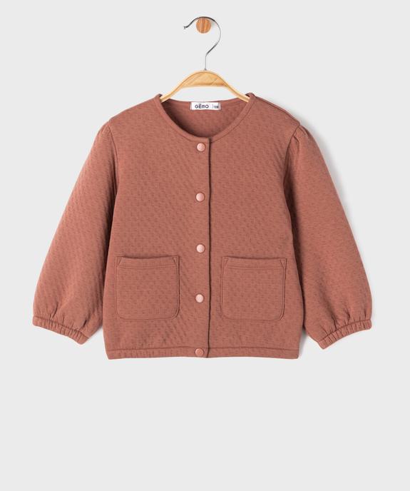 Sweat à boutons pression en maille fantaisie bébé fille vue1 - GEMO(BEBE DEBT) - GEMO