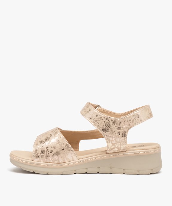 Sandales femme confort en tissu brillant et à scratch vue3 - SANS MARQUE - GEMO