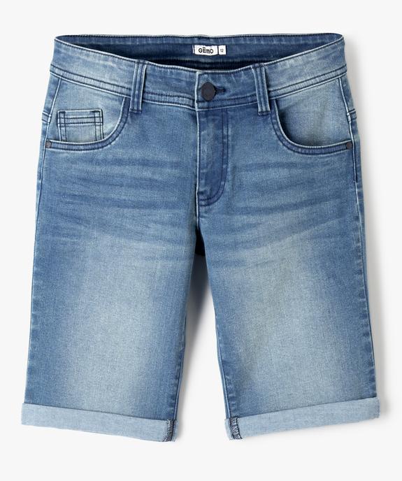 Bermuda en jean coupe regular à revers garçon vue1 - GEMO (JUNIOR) - GEMO