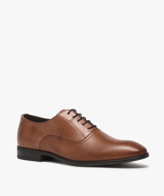 Richelieux homme unis dessus cuir lisse - Tanéo vue2 - TANEO - GEMO