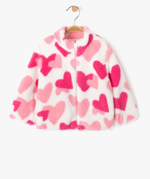 Sweat zippé imprimé en maille sherpa bébé fille vue1 - GEMO(BEBE DEBT) - GEMO