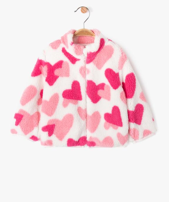 Sweat zippé imprimé en maille sherpa bébé fille vue1 - GEMO(BEBE DEBT) - GEMO