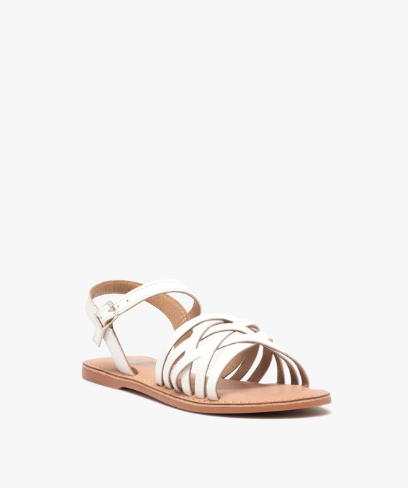 Sandales fille à fines lanières en cuir uni vue2 - GEMO (ENFANT) - GEMO