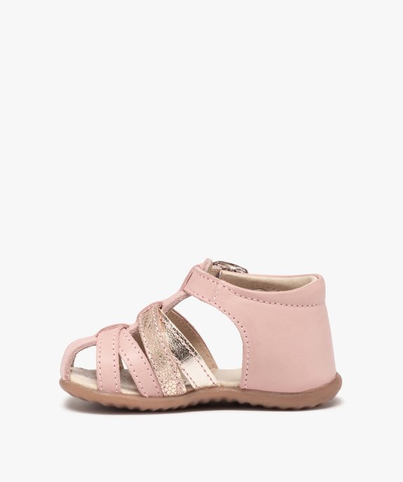 Sandales premiers pas bébé fille à brides en cuir vue3 - GEMO(BEBE DEBT) - GEMO