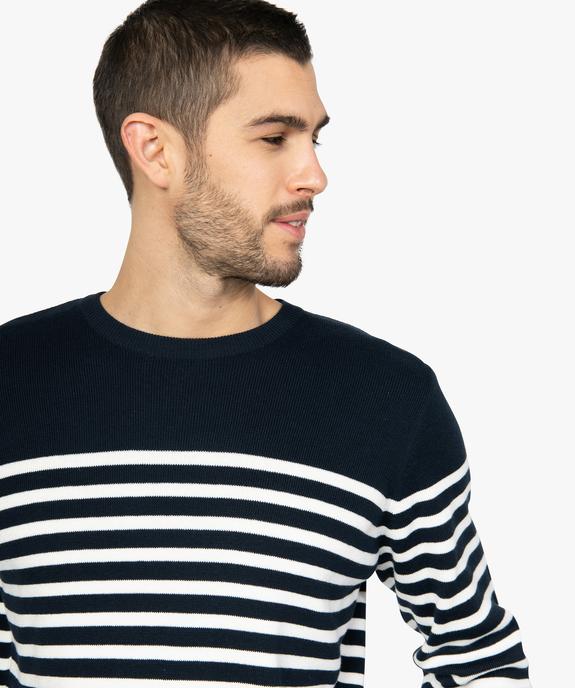 Pull homme marinière à maille fine vue3 - GEMO (HOMME) - GEMO