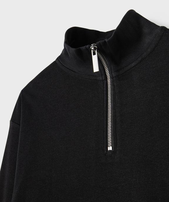 Sweat à col camionneur zippé coupe loose en maille extensible fille vue3 - GEMO 4G FILLE - GEMO