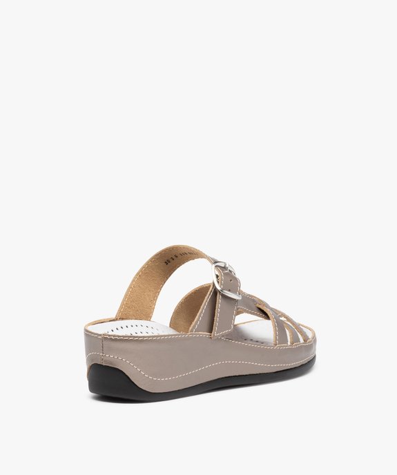 Mules femme confort compensées dessus cuir vue4 - GEMO (CONFORT) - GEMO