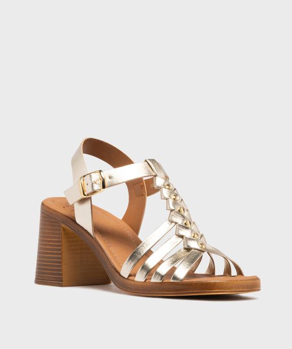 Sandales à talon flare et brides métallisées femme vue2 - FOLLOW ME - GEMO