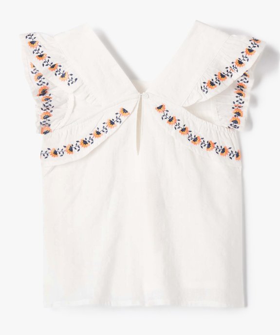 Chemise fille à manches courtes avec volants brodés vue3 - GEMO (ENFANT) - GEMO