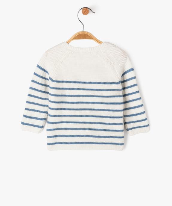Pull brassière rayé avec message brodé bébé vue3 - GEMO(BB COUCHE) - GEMO