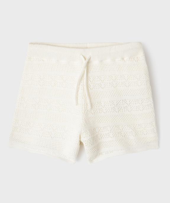 Short en maille ajourée avec ceinture élastique fille vue1 - GEMO (ENFANT) - GEMO