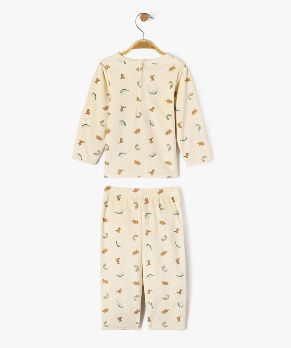 Pyjama en velours 2 pièces imprimées dinosaures bébé vue3 - GEMO 4G BEBE - GEMO