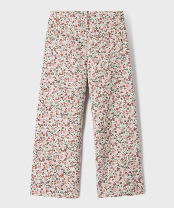 Jean straight à motifs fleuris avec taille ajustable fille vue5 - GEMO 4G FILLE - GEMO