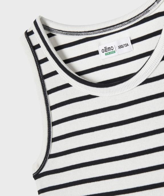 Débardeur rayé à col rond fille vue2 - GEMO 4G FILLE - GEMO