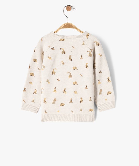 Pull à manches raglan imprimé dinosaures bébé garçon vue3 - GEMO(BEBE DEBT) - GEMO