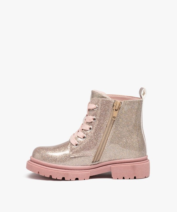 Boots fille à semelle crantée paillettes et à zip  vue3 - GEMO (ENFANT) - GEMO