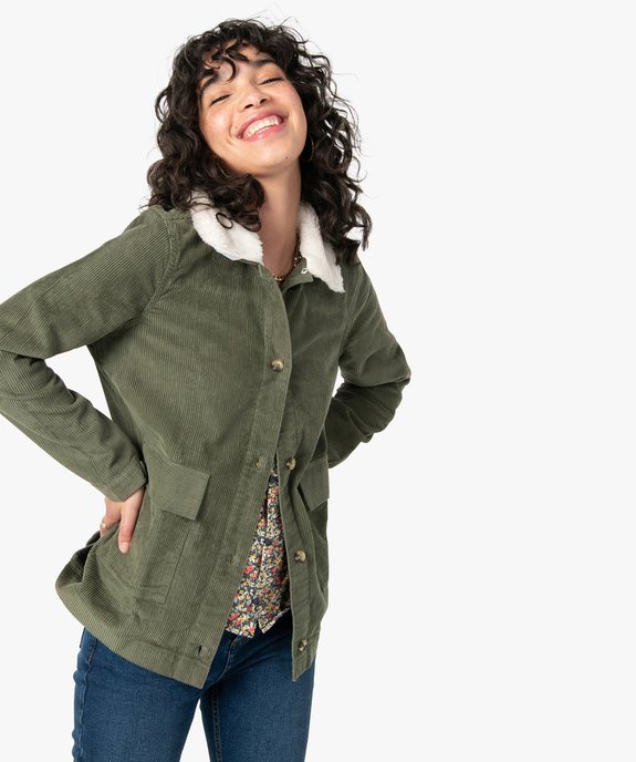 Blouson femme en velours côtelé avec col amovible vue1 - GEMO(FEMME PAP) - GEMO