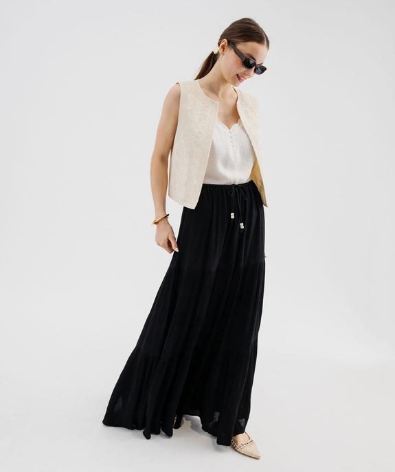 Jupe longue à volants en viscose froissée femme vue1 - GEMO(FEMME PAP) - GEMO