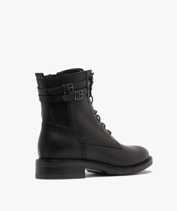 Bottines femme vintage dessus en cuir à lacets et à zip intérieur vue5 - GEMO (CASUAL) - GEMO