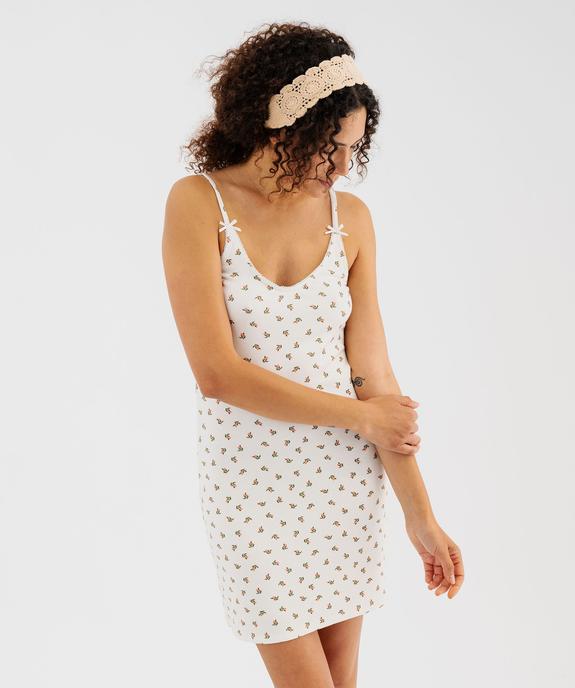 Nuisette à fines bretelles en maille côtelée femme vue1 - GEMO(HOMWR FEM) - GEMO