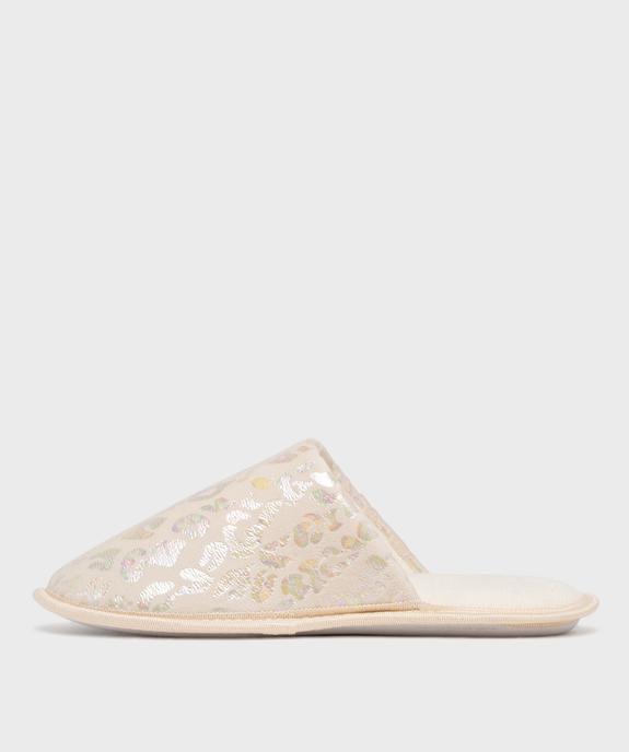 Mules d’intérieur à motifs tachetés scintillants femme vue3 - GEMO 4G FEMME - GEMO