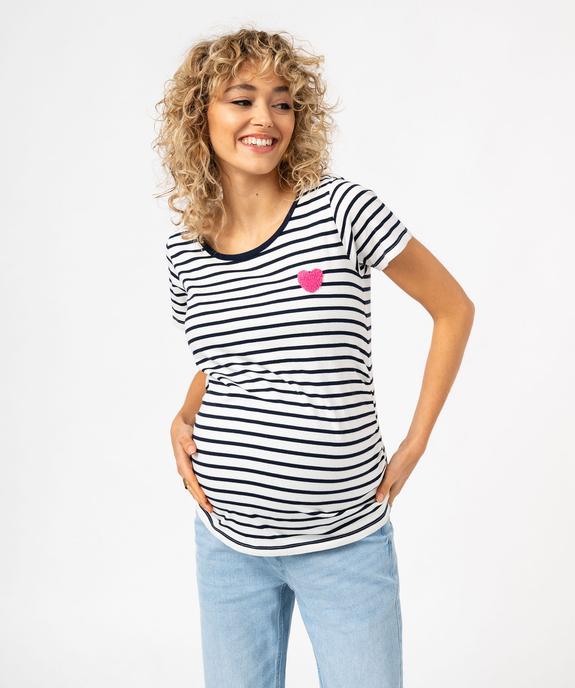 Tee-shirt de grossesse imprimé à manches courtes vue1 - GEMO 4G MATERN - GEMO