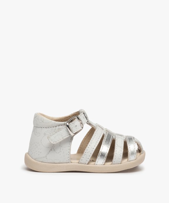 Sandales premiers pas bébé fille en cuir détails métallisés vue1 - GEMO(BEBE DEBT) - GEMO