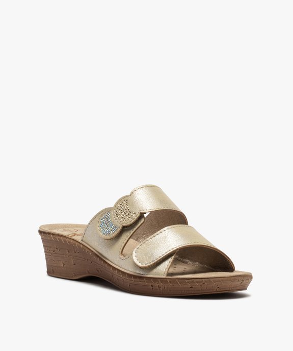 Mules femme confort à bout ouvert et brides scratch vue2 - GEMO (CONFORT) - GEMO