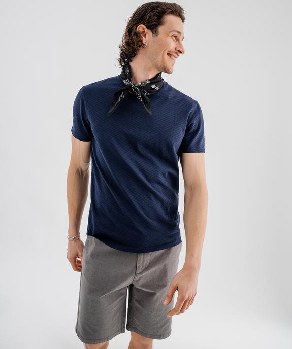 Bermuda en coton extensible coupe Regular avec ceinture tressée homme vue5 - GEMO (HOMME) - GEMO