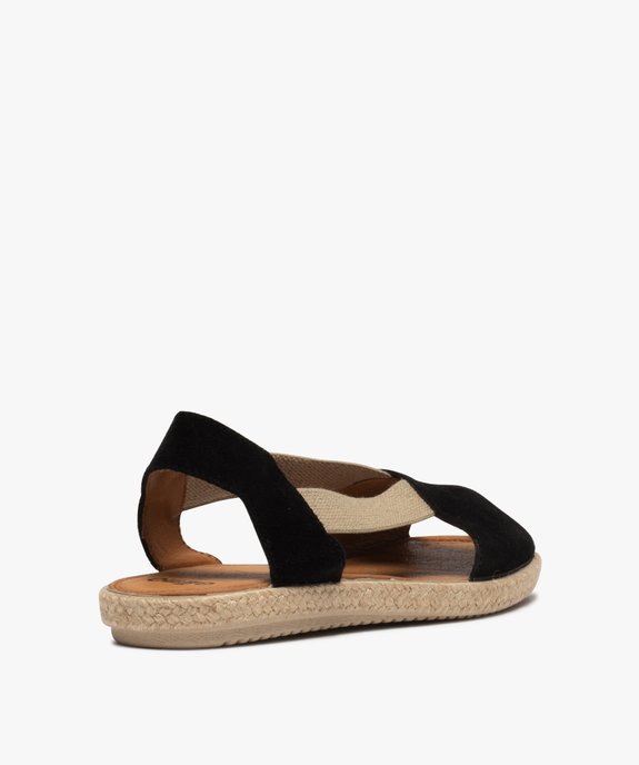 Sandales femme en cuir et semelle bordée de corde vue4 - GEMO (CASUAL) - GEMO