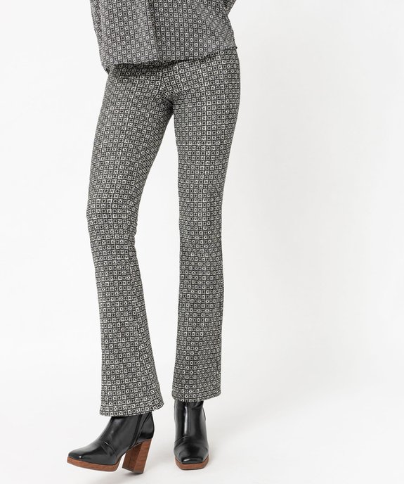 Pantalon patte d'éléphant en maille imprimée femme vue2 - GEMO(FEMME PAP) - GEMO