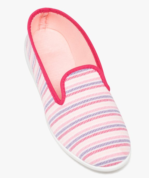 Chaussons femme style charentaises rayées vue5 - GEMO 4G FEMME - GEMO