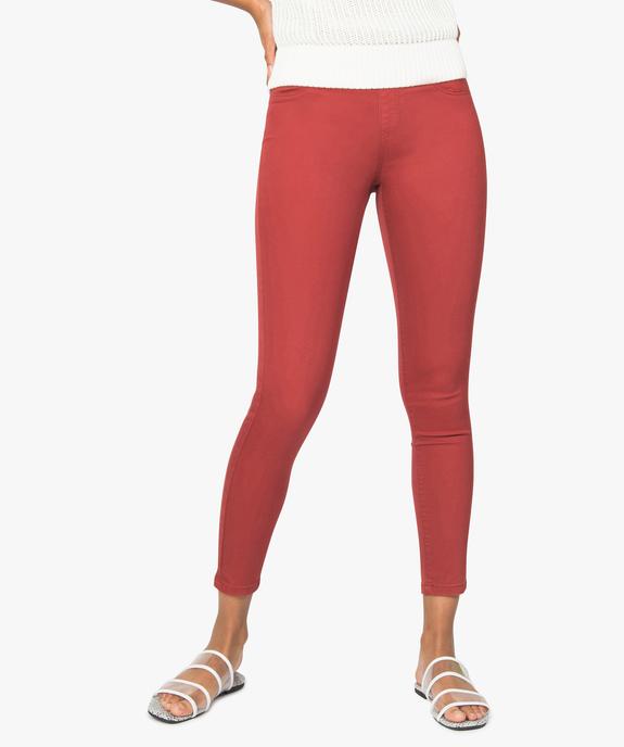Pantalon femme jegging coloré à taille élastique vue1 - FOLLOW ME - GEMO