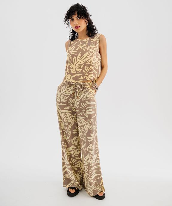 Pantalon large et fluide en viscose imprimée femme vue5 - GEMO 4G FEMME - GEMO