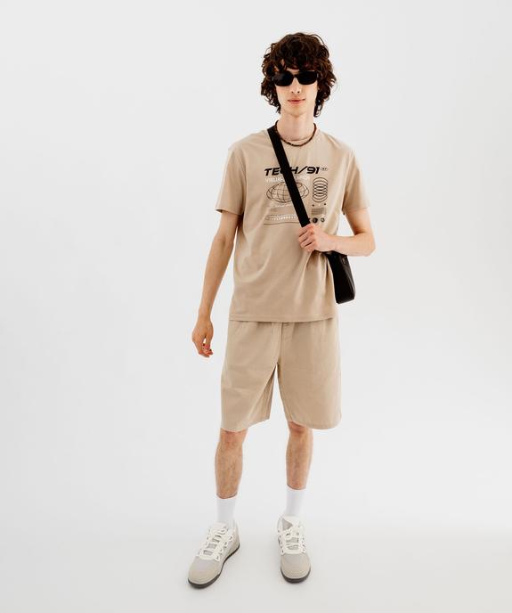 Tee-shirt manches courtes en coton imprimé homme vue5 - GEMO 4G HOMME - GEMO