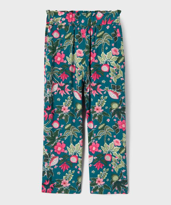 Pantalon fluide à motifs fleuris avec taille ajustable fille vue1 - GEMO 4G FILLE - GEMO