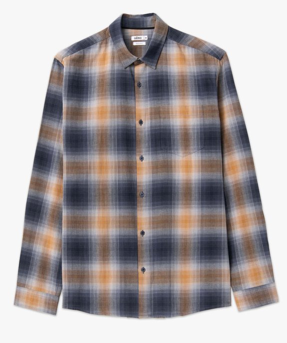 Chemise homme à manches longues et carreaux en flanelle vue4 - GEMO (HOMME) - GEMO