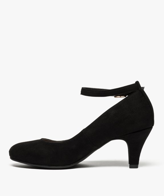 Escarpins femme unis en suédine avec bride cheville vue3 - GEMO(URBAIN) - GEMO