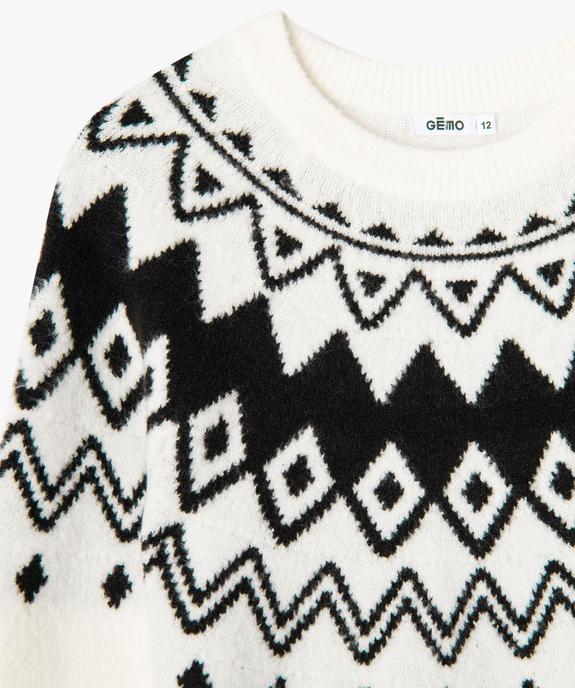 Pull à col rond à motif jacquard fille de Noël vue3 - GEMO (JUNIOR) - GEMO