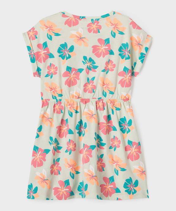 Robe à manches courtes imprimée en coton fille vue3 - GEMO 4G FILLE - GEMO