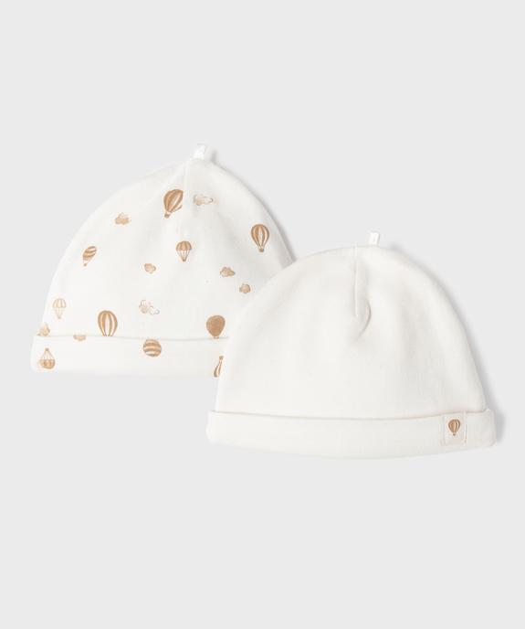 Bonnet de naissance bébé en jersey de coton (lot de 2) vue1 - GEMO(BB COUCHE) - GEMO