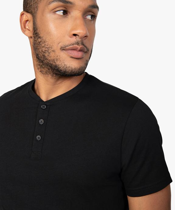 Tee-shirt homme chiné à manches courtes et col tunisien  vue2 - GEMO 4G HOMME - GEMO