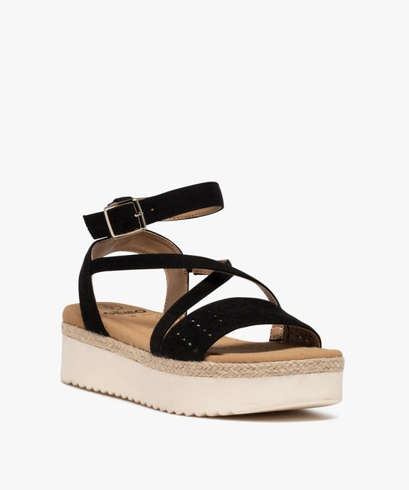 Sandales femme à semelle plateforme et dessus suédine vue2 - GEMO (CASUAL) - GEMO