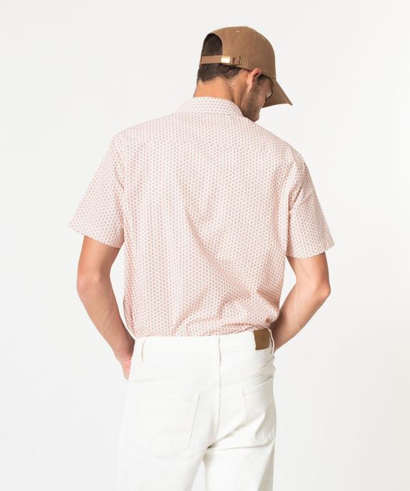 Chemise droite à manches courtes à petits motifs homme vue3 - GEMO (HOMME) - GEMO