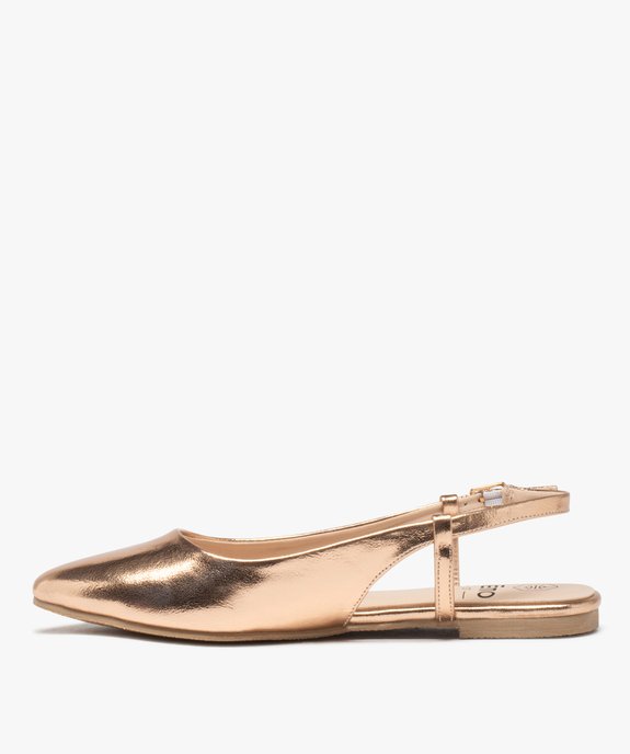 Ballerines métallisées à talon ouvert et bout amande femme vue4 - GEMO(URBAIN) - GEMO