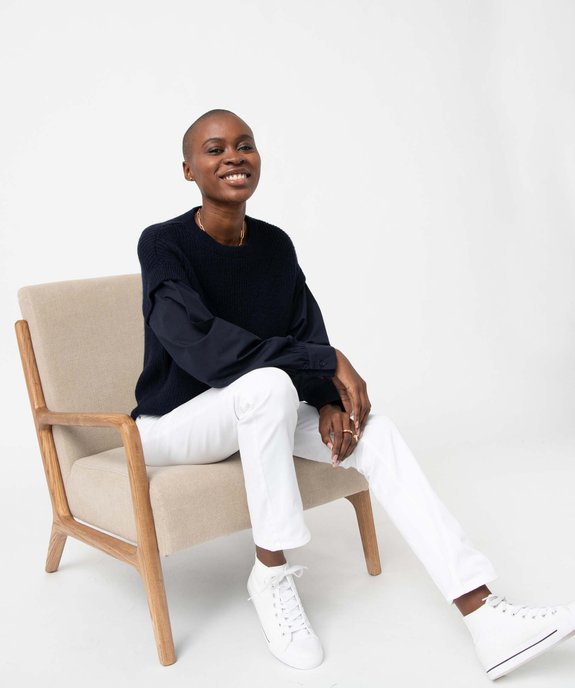 Pull femme avec manches de chemise intégrées vue5 - GEMO(FEMME PAP) - GEMO