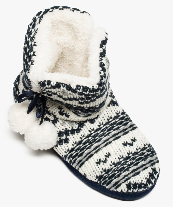Chausson femme montants en maille jacquard à pompons vue5 - GEMO(HOMWR FEM) - GEMO