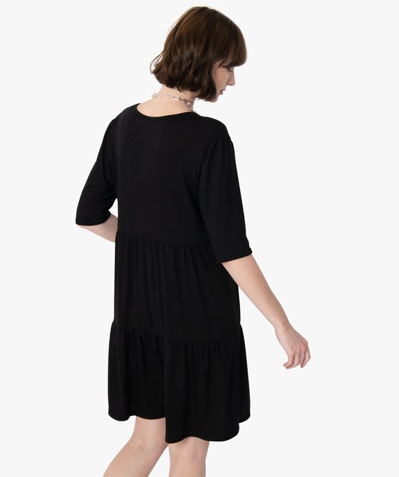 Robe femme en maille à volants et manches courtes vue3 - GEMO(FEMME PAP) - GEMO
